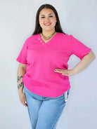 Bluzka Plus Size Z Dekoltem V I Ozdobnymi Guzikami Stylowa XL