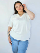 Bluzka Plus Size Z Dekoltem V I Ozdobnymi Guzikami Stylowa XL