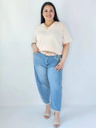 Bluzka Plus Size Z Dekoltem V I Ozdobnymi Guzikami Stylowa XL