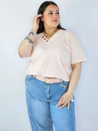 Bluzka Plus Size Z Dekoltem V I Ozdobnymi Guzikami Stylowa XL