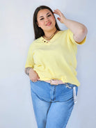 Bluzka Plus Size Z Dekoltem V I Ozdobnymi Guzikami Stylowa XL