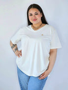 Bluzka Plus Size Z Dekoltem V I Subtelną Ozdobą Stylowa XL
