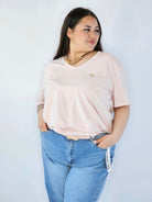 Bluzka Plus Size Z Dekoltem V I Subtelną Ozdobą Stylowa XL