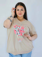 Bluzka Plus Size Z Dekoracyjnym Nadrukiem I Dekoltem V Stylowa XL