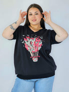 Bluzka Plus Size Z Dekoracyjnym Nadrukiem I Dekoltem V Stylowa XL