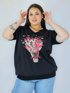Bluzka Plus Size Z Dekoracyjnym Nadrukiem I Dekoltem V Stylowa XL