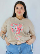 Bluzka Plus Size Z Dekoracyjnym Nadrukiem I Dekoltem V Stylowa XL