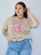 Bluzka Plus Size Z Dekoracyjnym Nadrukiem I Dekoltem V Stylowa XL