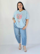 Bluzka Plus Size Z Dekoracyjnym Nadrukiem I Dekoltem V Stylowa XL
