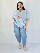 Bluzka Plus Size Z Dekoracyjnym Nadrukiem I Dekoltem V Stylowa XL