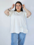 Bluzka Plus Size Z Falbanką I Ozdobnym Wykończeniem Stylowa XL