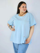 Bluzka Plus Size Z Falbanką I Ozdobnym Wykończeniem Stylowa XL