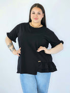 Bluzka Plus Size Z Falbanką I Ozdobnym Wykończeniem Stylowa XL