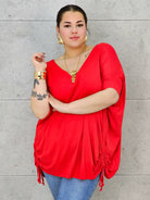Bluzka Plus Size z Regulacją – Boczne Sznurki, Dopasowanie, Wygoda XXL Stylowa XL