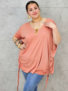 Bluzka Plus Size z Regulacją – Boczne Sznurki, Dopasowanie, Wygoda XXL Stylowa XL