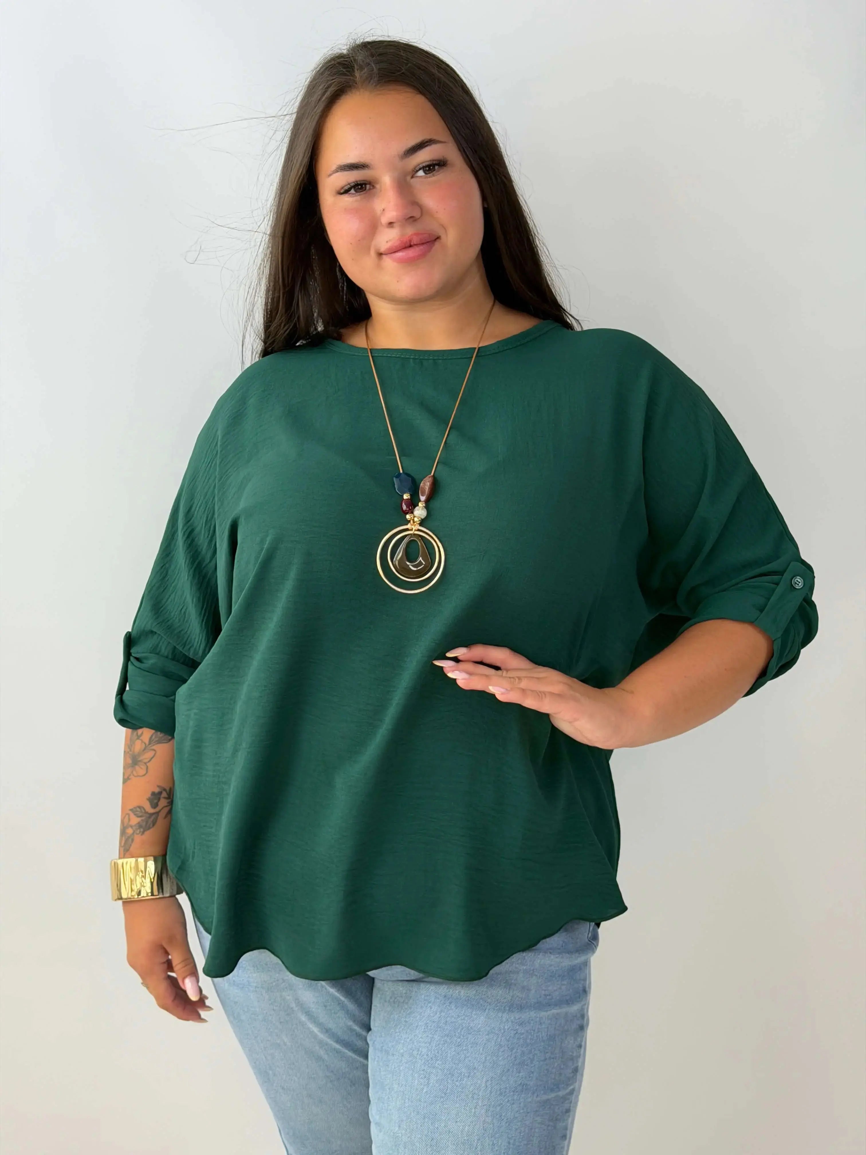 Bluzka Plus Size z ozdobnym naszyjnikiem Stylowa XL