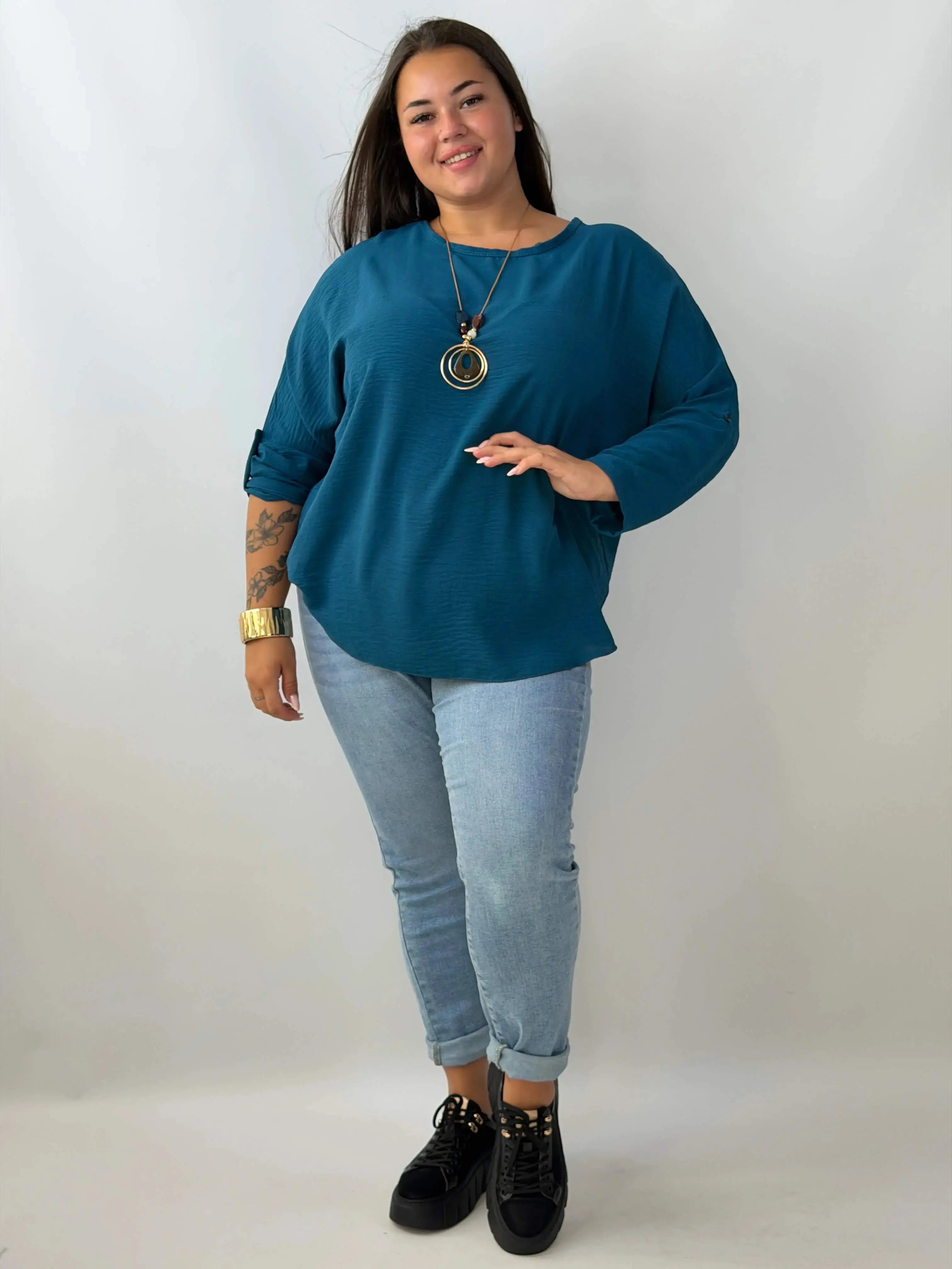 Bluzka Plus Size z ozdobnym naszyjnikiem Stylowa XL
