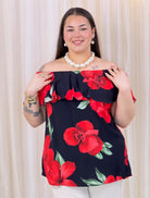 Bluzka „Czerwony Kwiat” – zmysłowy hiszpański styl Stylowa XL