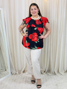 Bluzka „Czerwony Kwiat” – zmysłowy hiszpański styl Stylowa XL