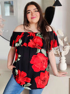 Bluzka „Czerwony Kwiat” – zmysłowy hiszpański styl Stylowa XL