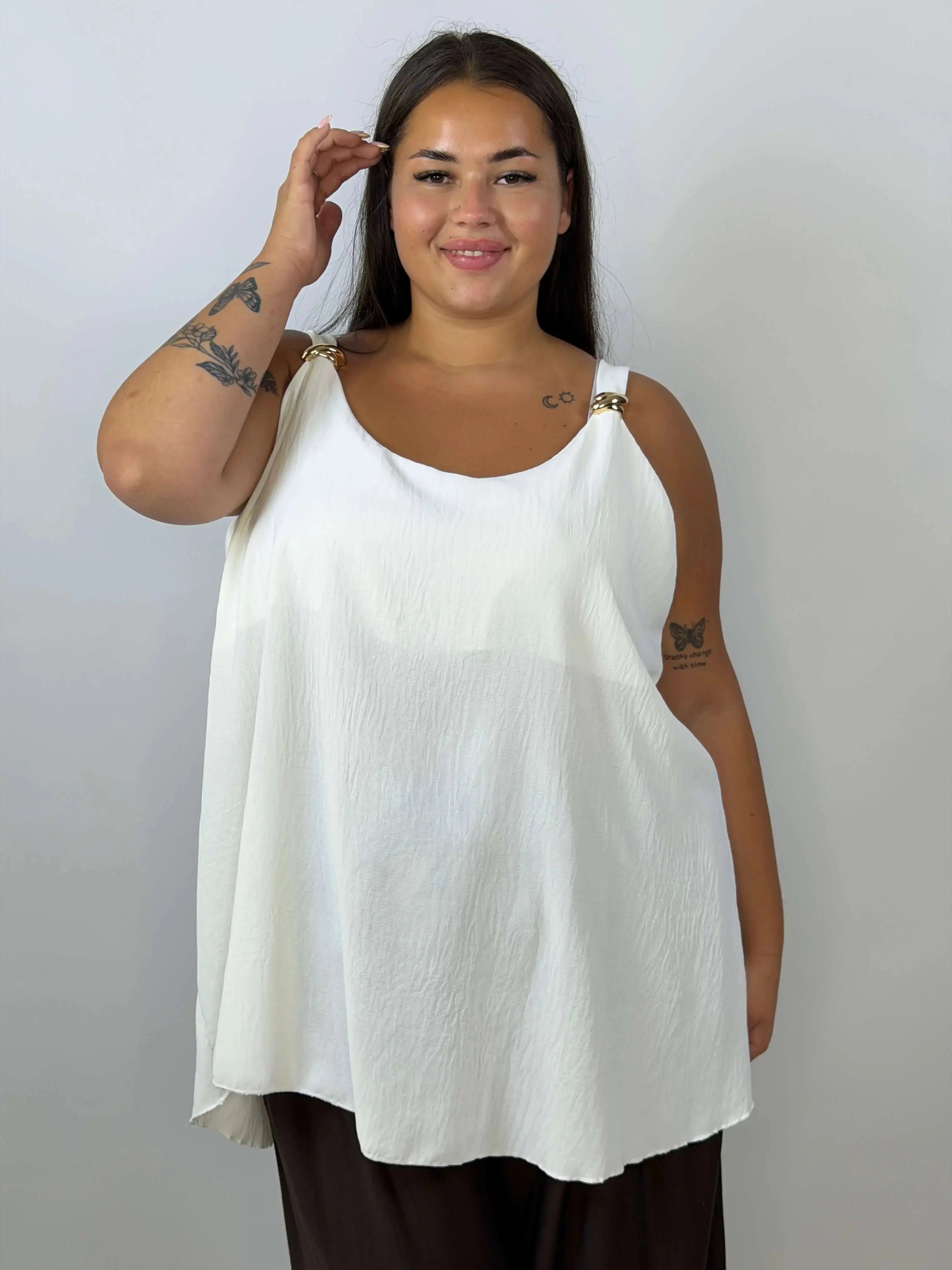 Bluzka damska Plus Size bez rękawów z ozdobnymi detalami Stylowa XL