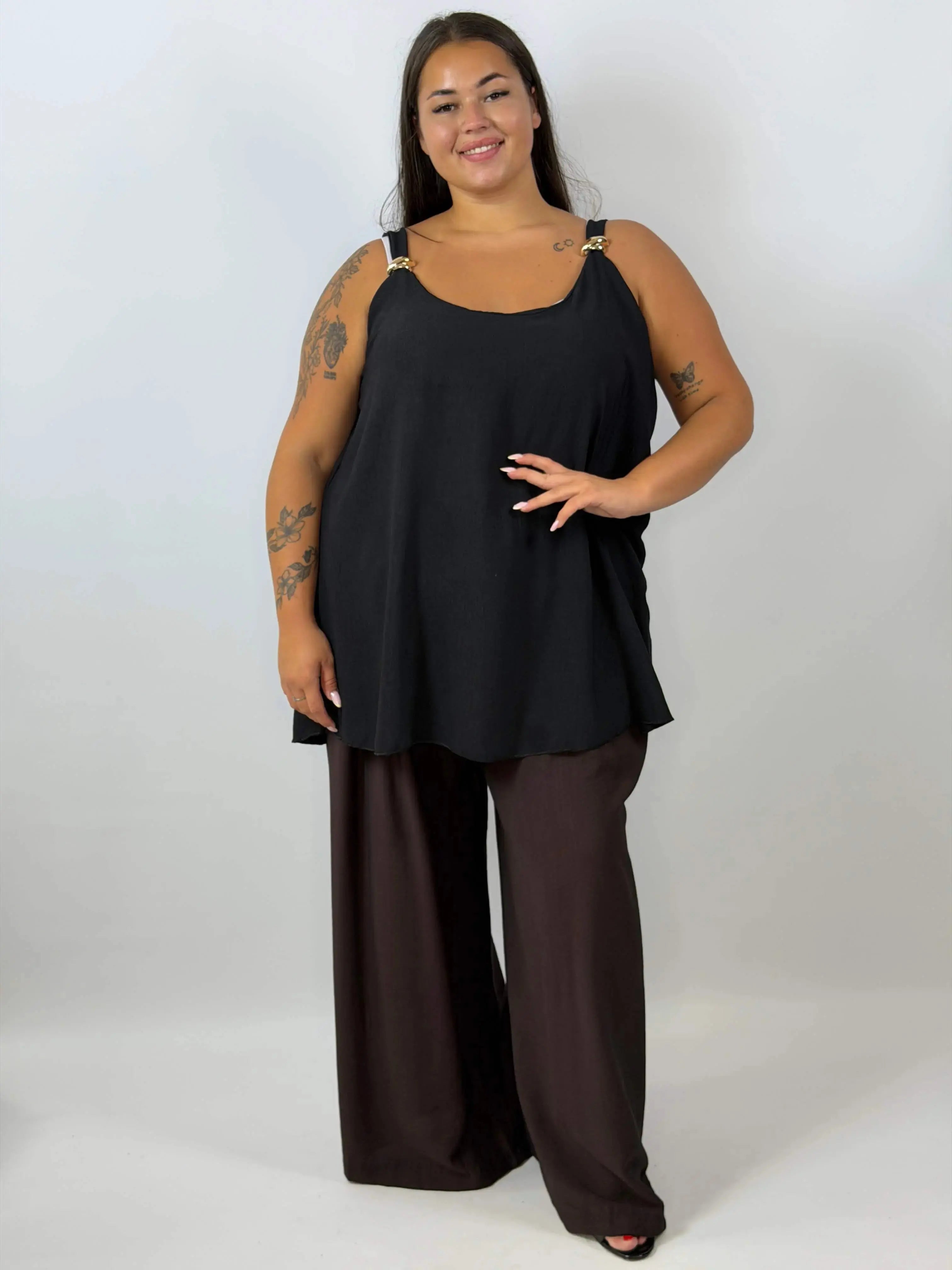 Bluzka damska Plus Size bez rękawów z ozdobnymi detalami Stylowa XL