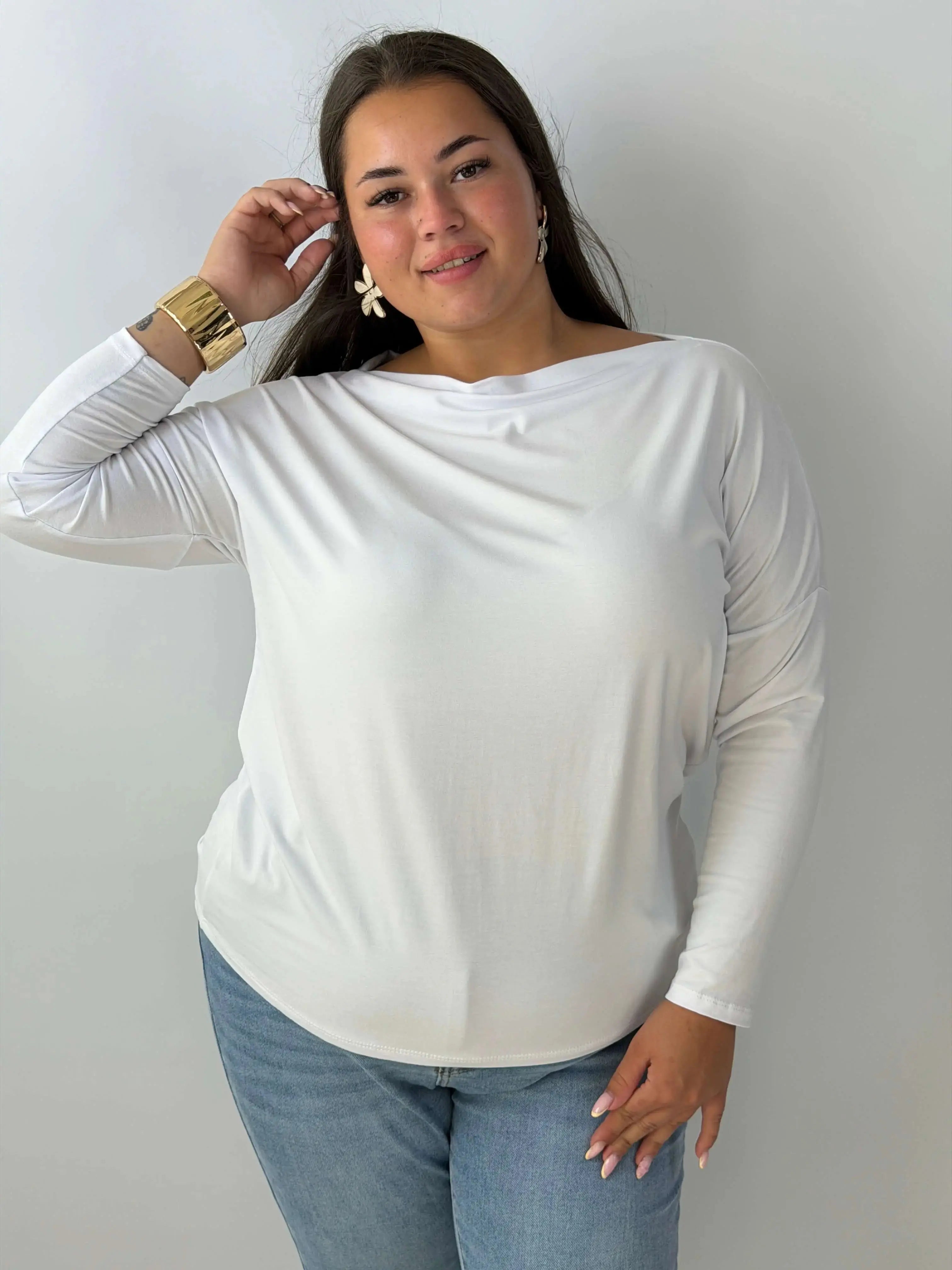 Bluzka damska Plus Size z dekoltem typu łódka – wygodna i elegancka Stylowa XL