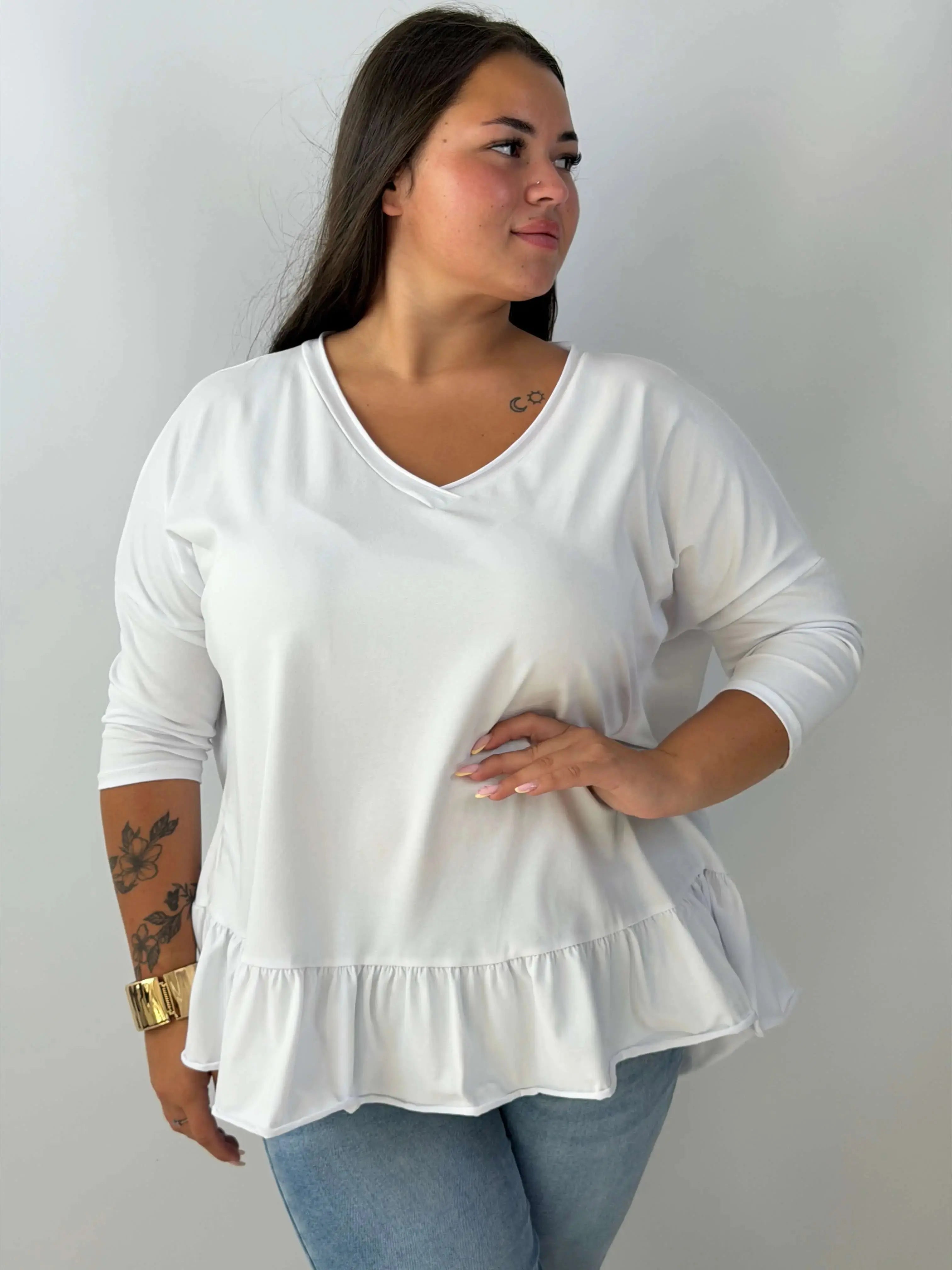 Bluzka damska Plus Size z falbaną przy dole Stylowa XL
