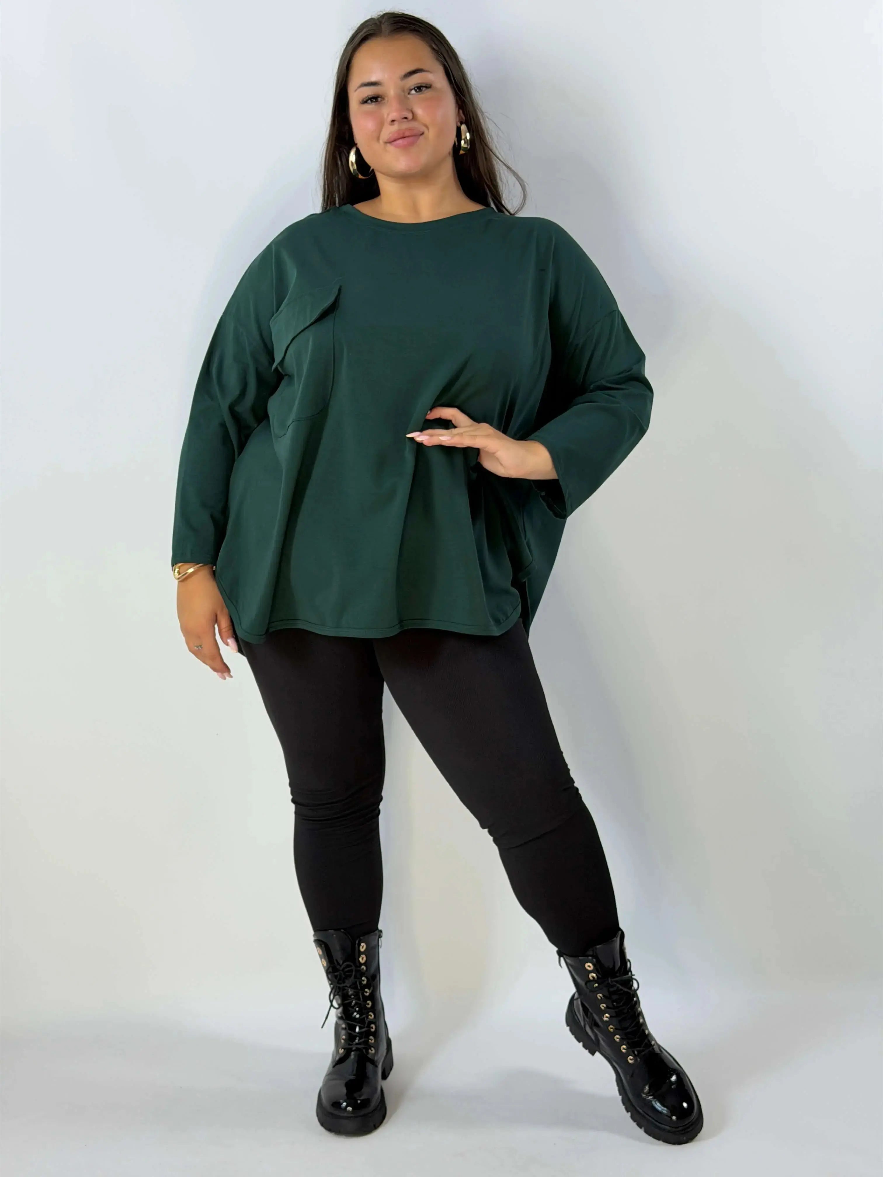 Bluzka damska Plus Size z ozdobną kieszonką – luźny fason na co dzień Stylowa XL