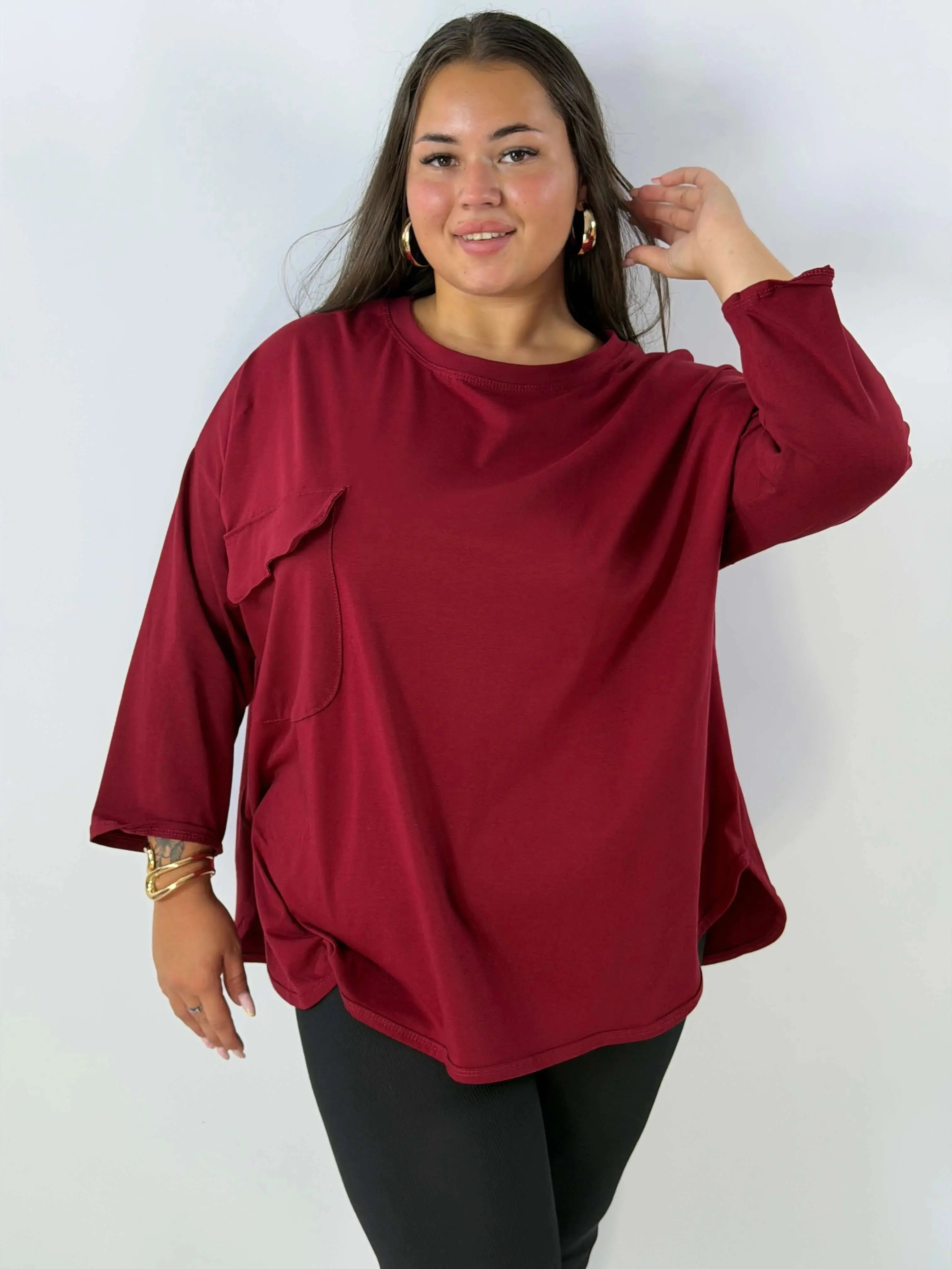 Bluzka damska Plus Size z ozdobną kieszonką – luźny fason na co dzień Stylowa XL