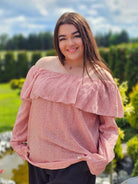 Bluzka hiszpanka w delikatny wzór z falbaną - w 7 kolorach Stylowa XL