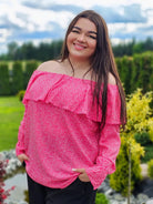 Bluzka hiszpanka w delikatny wzór z falbaną - w 7 kolorach Stylowa XL