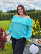 Bluzka hiszpanka w delikatny wzór z falbaną - w 7 kolorach Stylowa XL