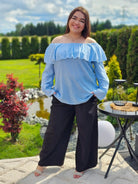 Bluzka hiszpanka w delikatny wzór z falbaną - w 7 kolorach Stylowa XL