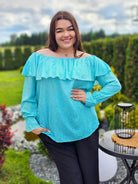 Bluzka hiszpanka w delikatny wzór z falbaną - w 7 kolorach Stylowa XL