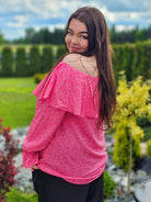 Bluzka hiszpanka w delikatny wzór z falbaną - w 7 kolorach Stylowa XL