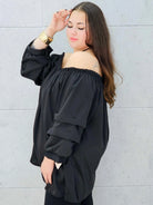 czarna bluzka hiszpanka plus size Stylowa XL – bok