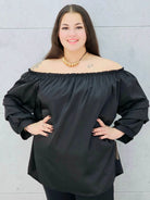 czarna bluzka hiszpanka plus size Stylowa XL – przód