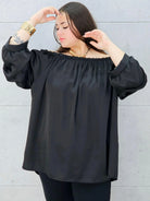 czarna bluzka hiszpanka XXL – gumka przy dekolcie