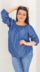 Bluzka jeansowa hiszpanka Stylowa XL