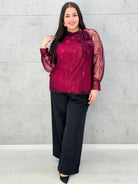 Bluzka koronkowa plus size z wiązaniem pod szyją – czarna, biała i bordowa Stylowa XL - Stylowa XL