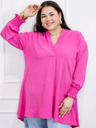 Bluzka koszulowa plus size z dekoltem V–elegancka bluzka XXL z długim rękawem Stylowa XL