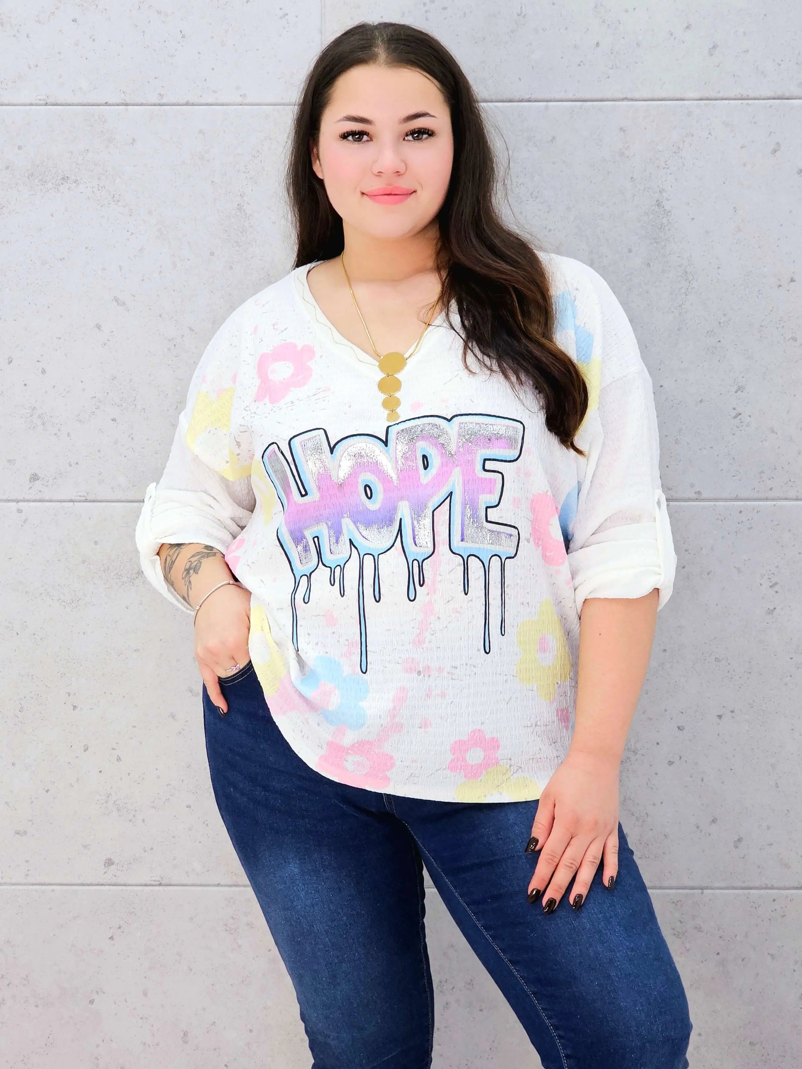 Bluzka muślinowa z aplikacją na przodzie Stylowa XL