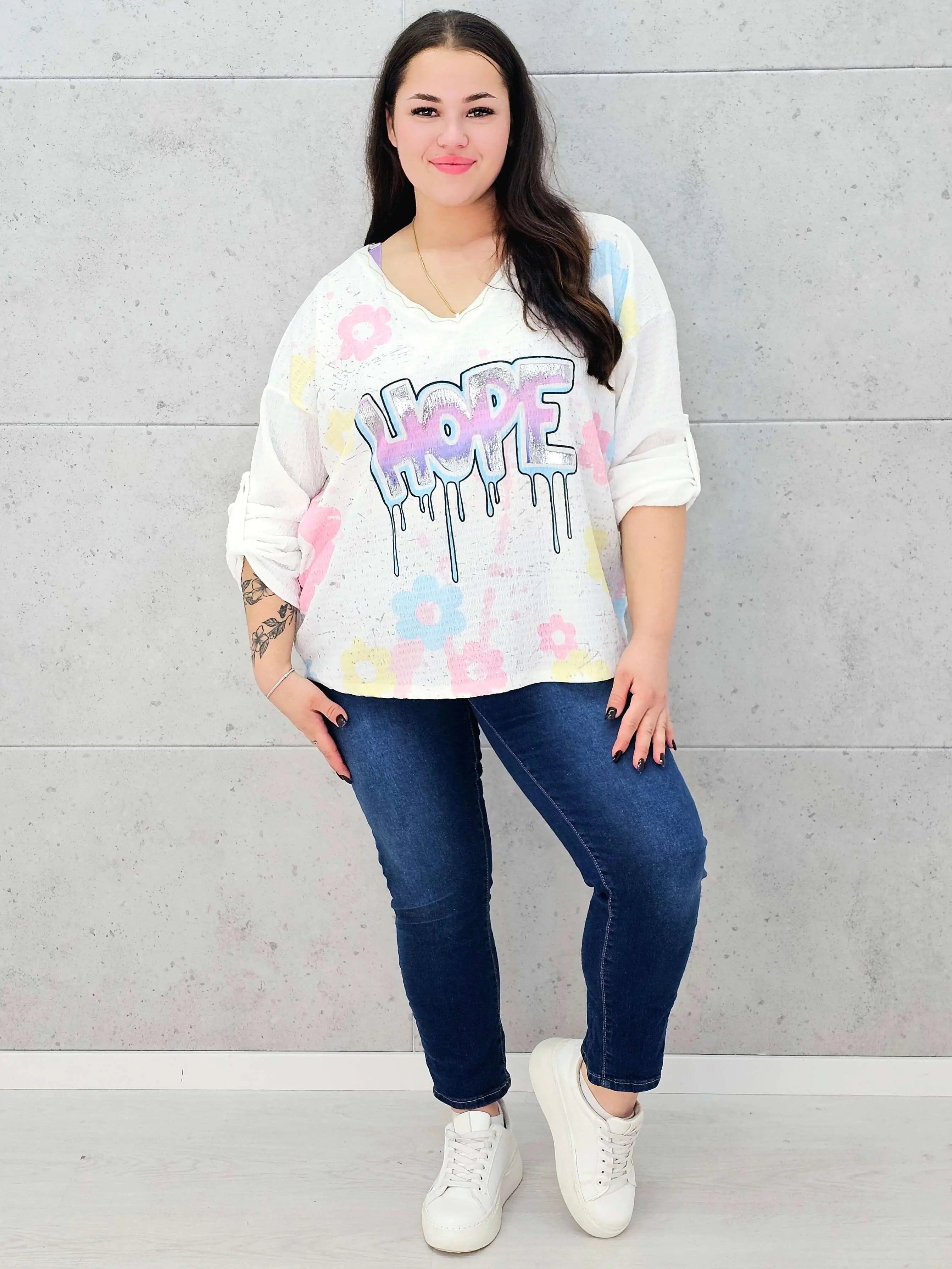 Bluzka muślinowa z aplikacją na przodzie Stylowa XL