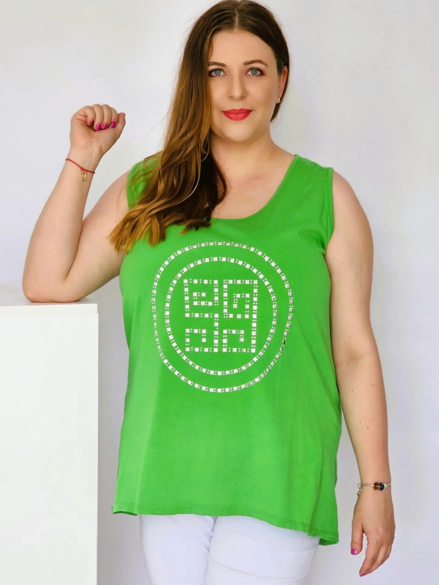 Bluzka na ramiączkach z aplikacja Stylowa XL