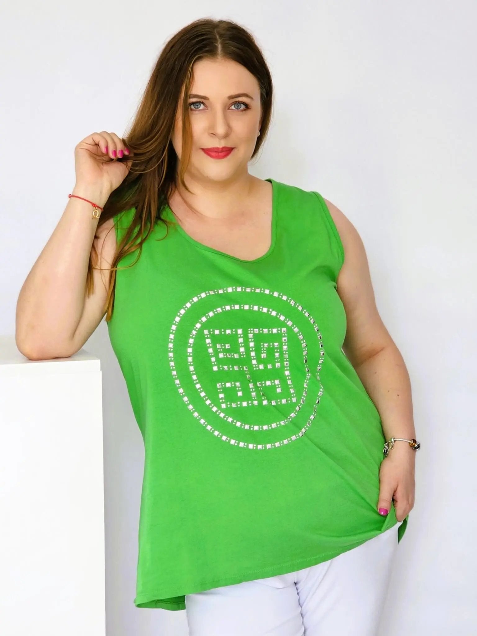 Bluzka na ramiączkach z aplikacja Stylowa XL