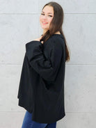 czarna bluzka basic oversize – bok