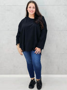 czarna bluzka basic oversize –całość