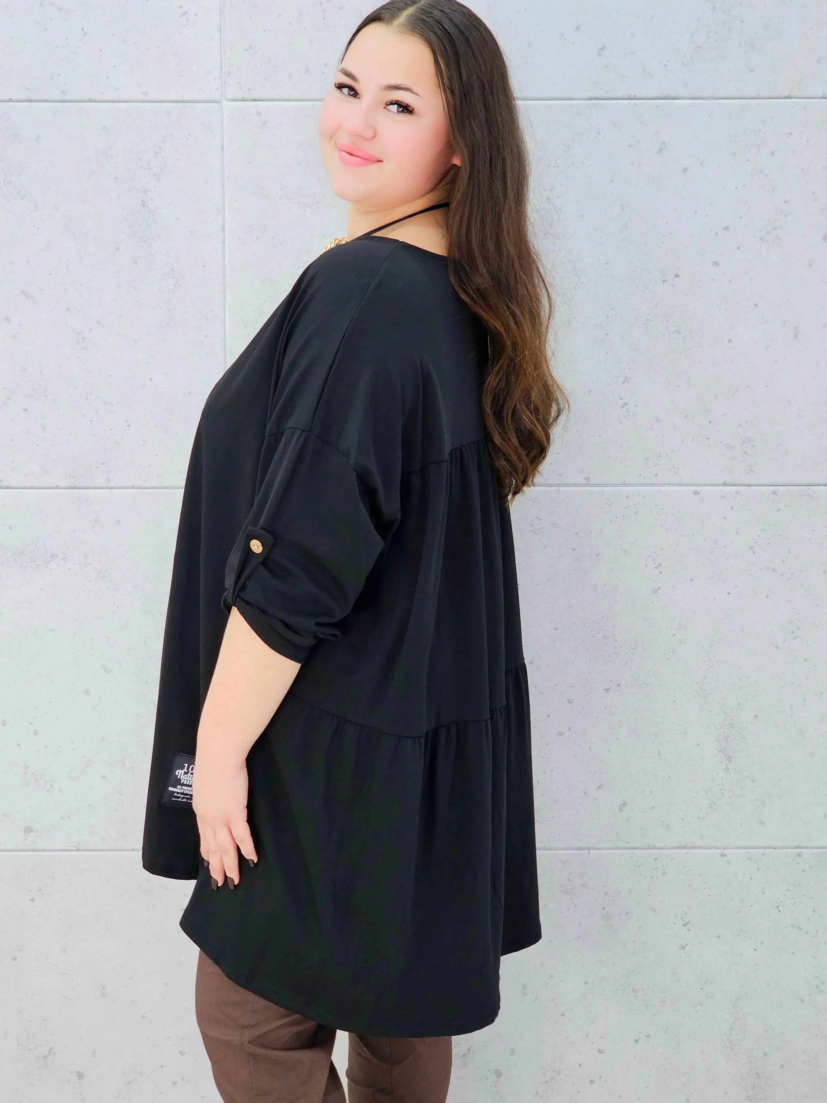 bluzka oversize czarna plus size Stylowa XL –bok