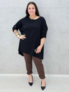 bluzka oversize czarna plus size Stylowa XL – w całości